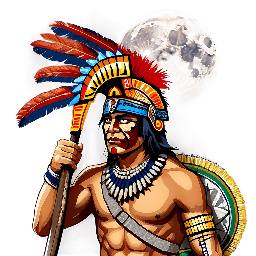 Aztec Warrior In Moonlight Png 06252024