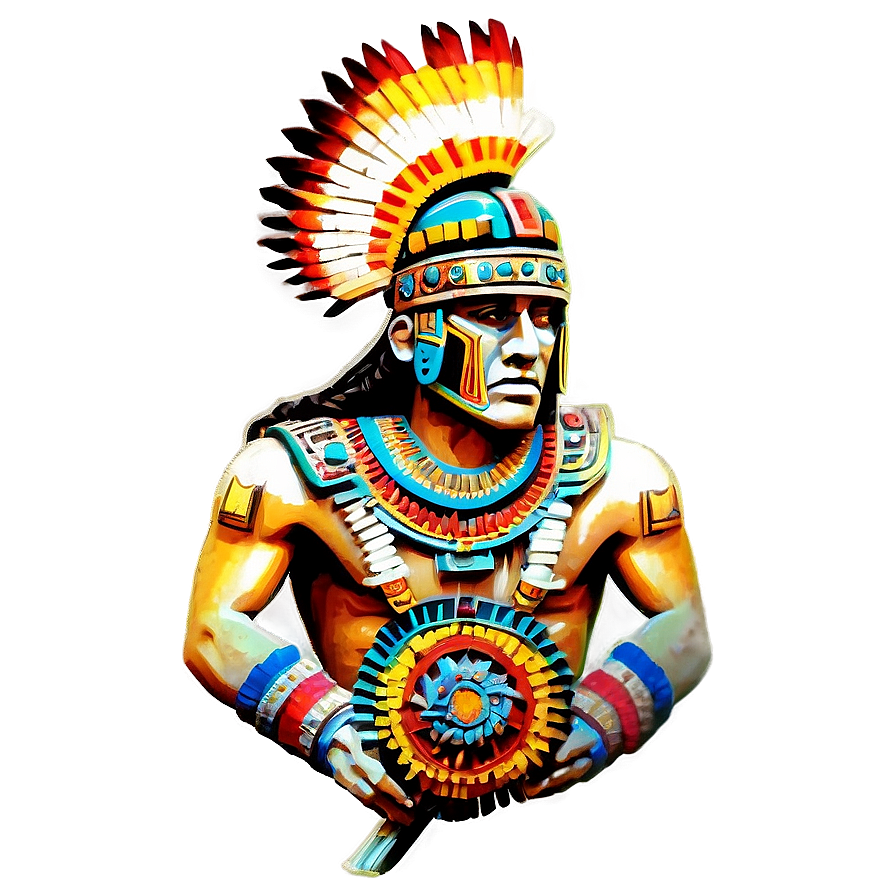 Aztec Warrior Mosaic Art Png Bjs12