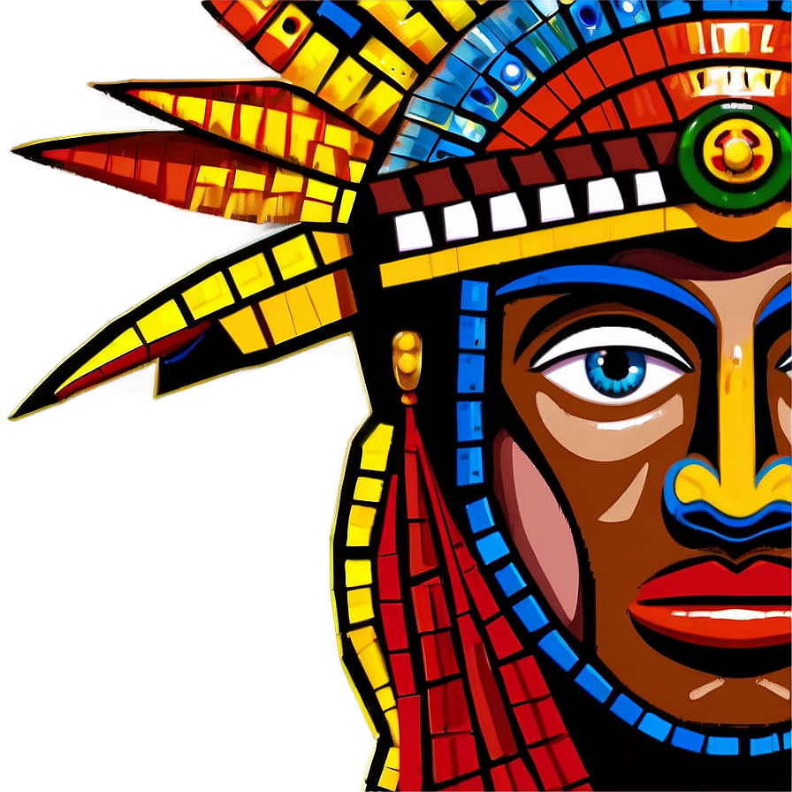 Aztec Warrior Mosaic Art Png Lvp80