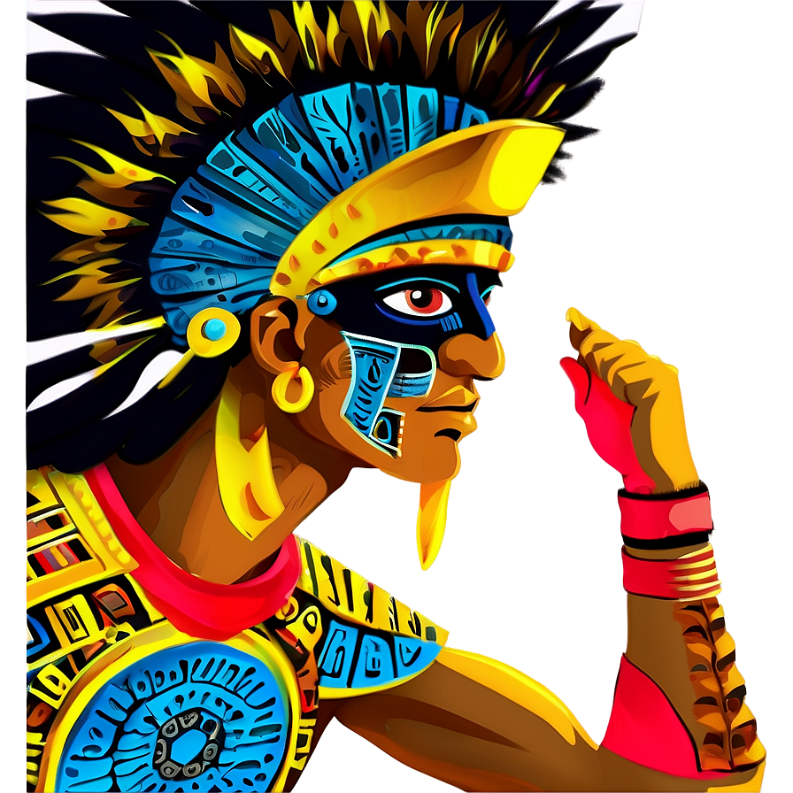 Aztec Warrior With Aztec Calendar Png Iqc