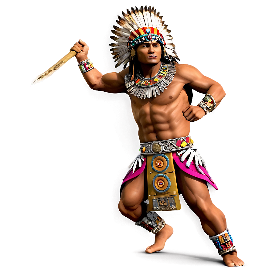 Aztec Warrior With Aztec Calendar Png Jmg32