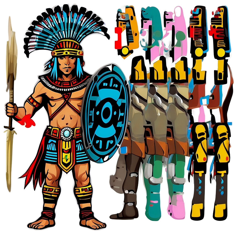 Aztec Warrior With Eagle Banner Png Haa