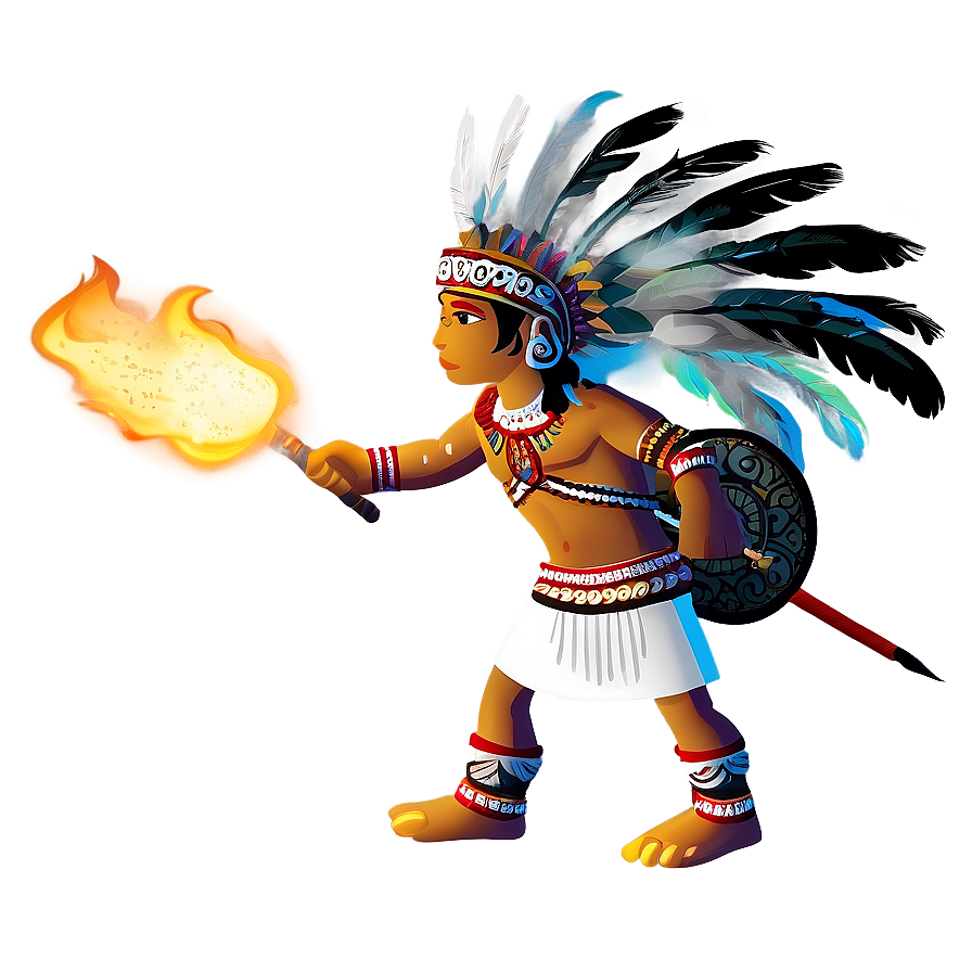 Aztec Warrior With Fire Torch Png 55