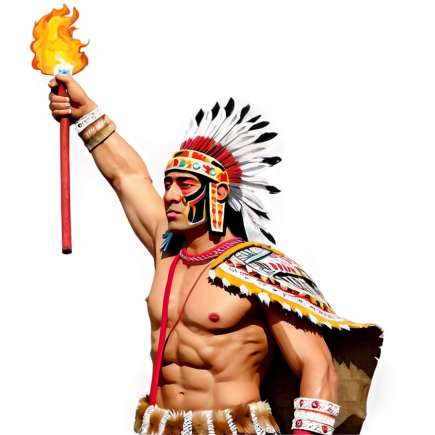 Aztec Warrior With Fire Torch Png 6