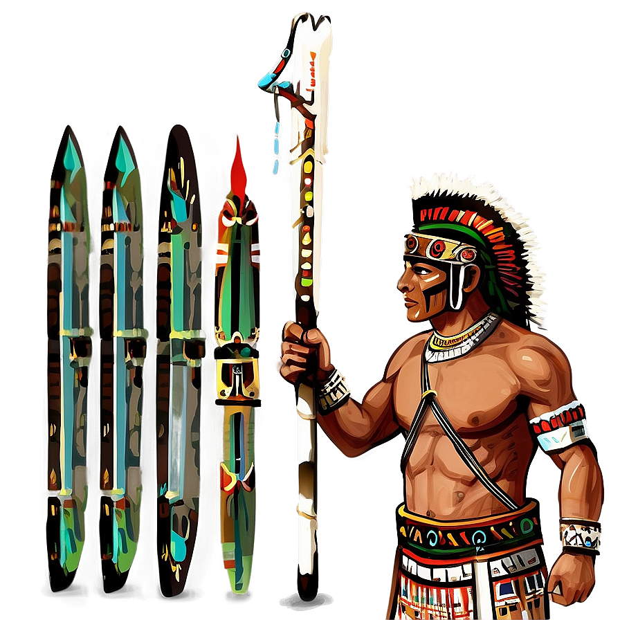 Aztec Warrior With Macuahuitl Weapon Png 17