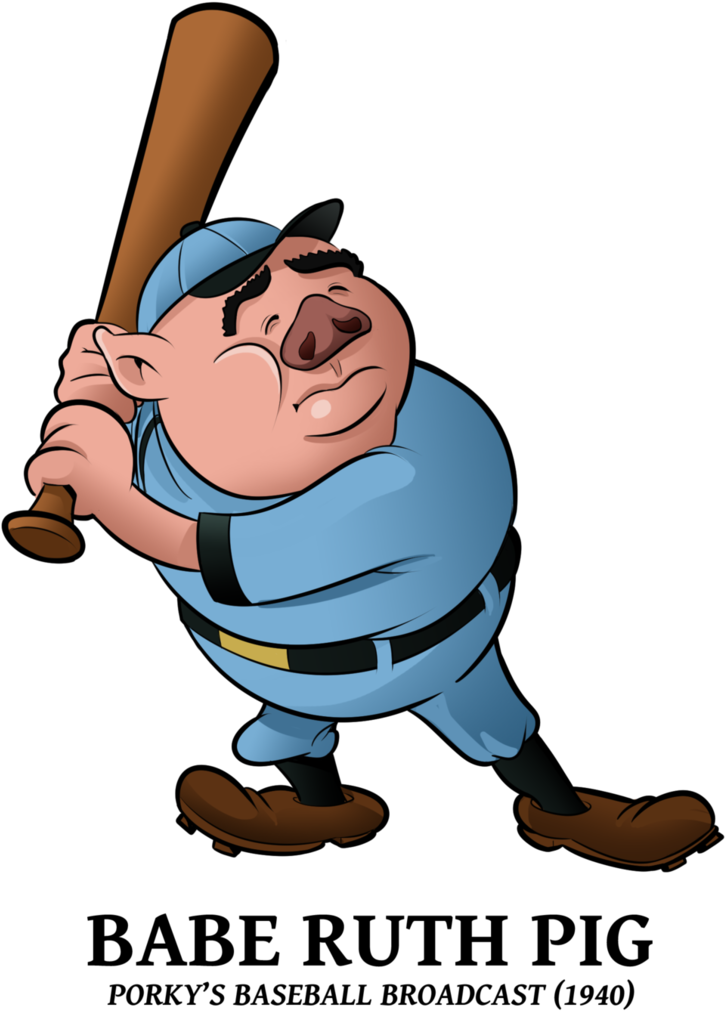 Babe Ruth Pig Cartoon Baseball Player