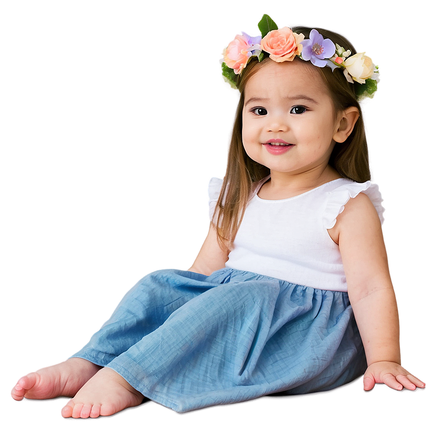 Baby Girl With Flower Crown Png 06122024