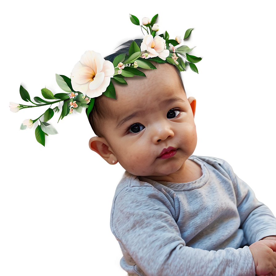 Baby Girl With Flower Crown Png 65