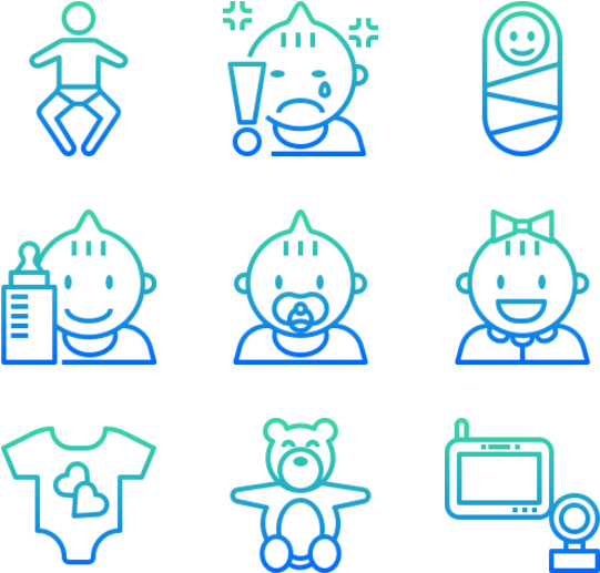 Baby Icon Set Blue Glow