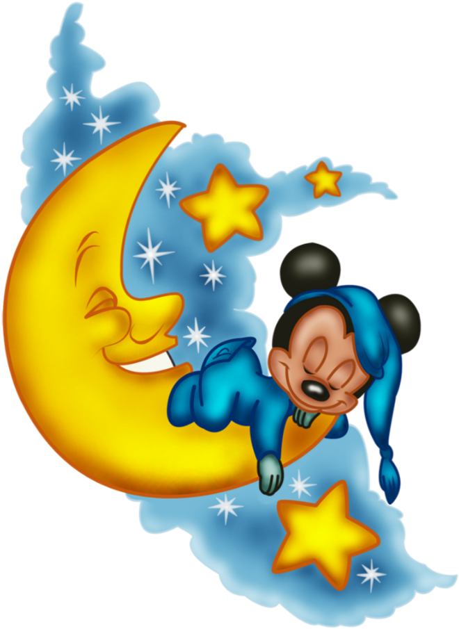 Baby Mickey Sleepingon Moon