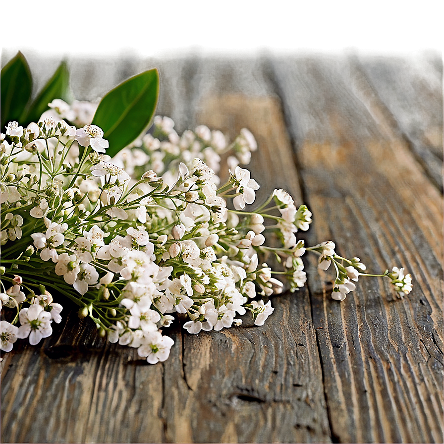 Baby's Breath On Wooden Table Png 06212024