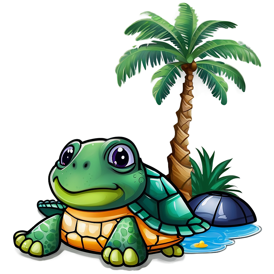 Baby Turtle And Palm Tree Png 06252024