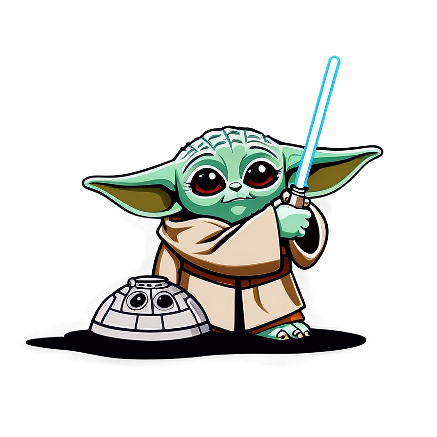 Baby Yoda And Mando Cartoon Png Wdd