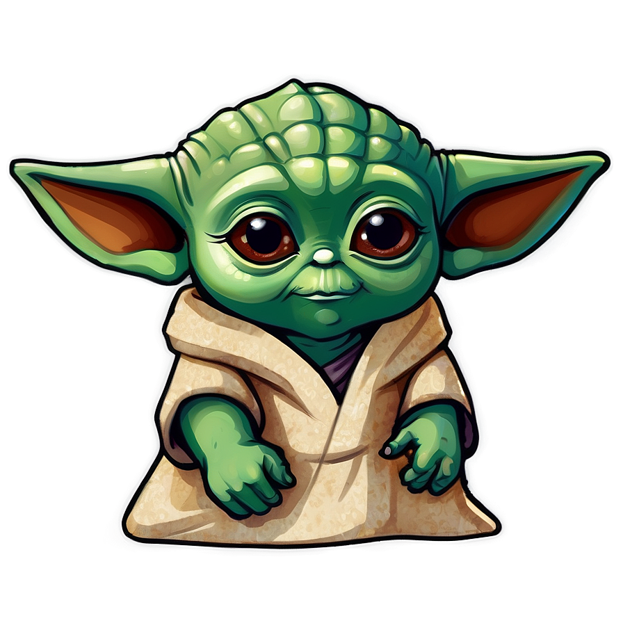 Baby Yoda Cartoon Illustration Png 06252024