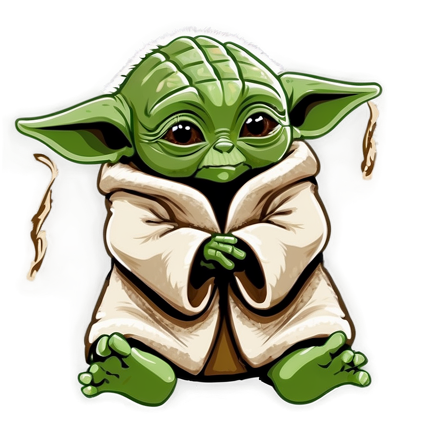 Baby Yoda Cartoon Sitting Pose Png 06252024