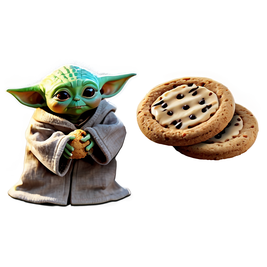 Baby Yoda Cartoon With Cookie Png 06252024