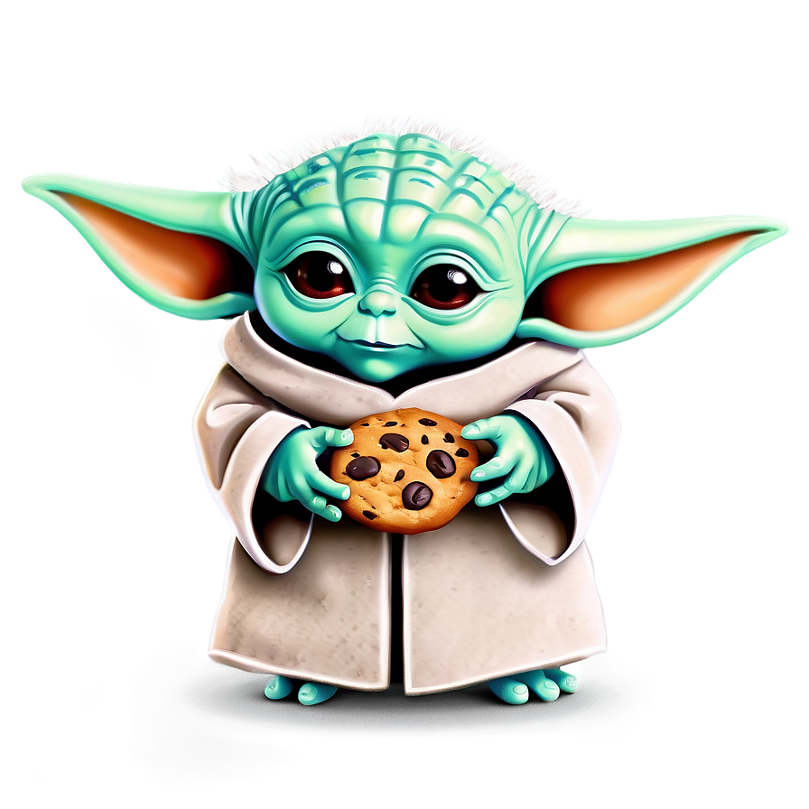 Baby Yoda Cartoon With Cookie Png 88