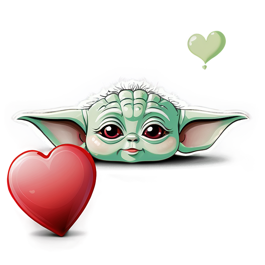 Baby Yoda Cartoon With Heart Png Imd3