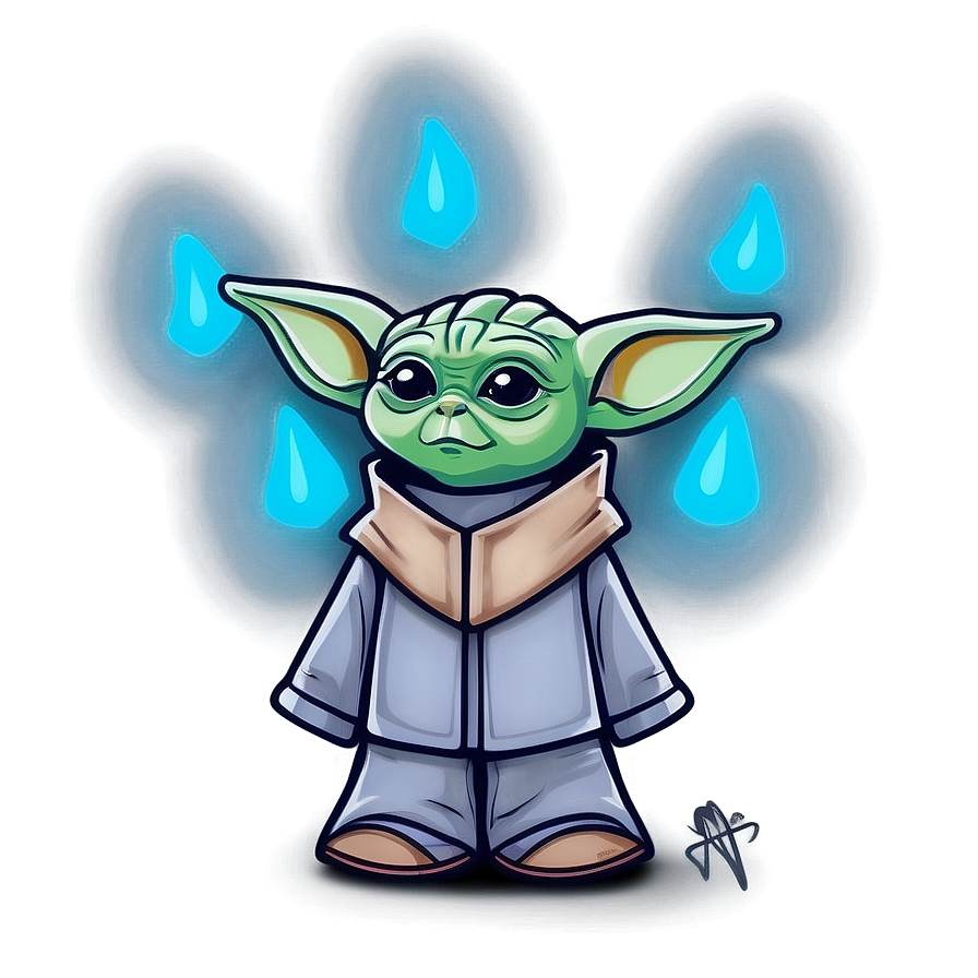 Baby Yoda Cartoon With Mandalorian Helmet Png Tud63