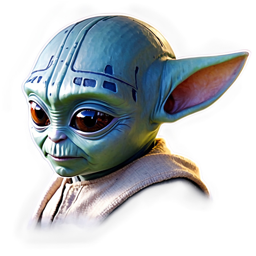 Baby Yoda Cartoon With Mandalorian Helmet Png Vgc