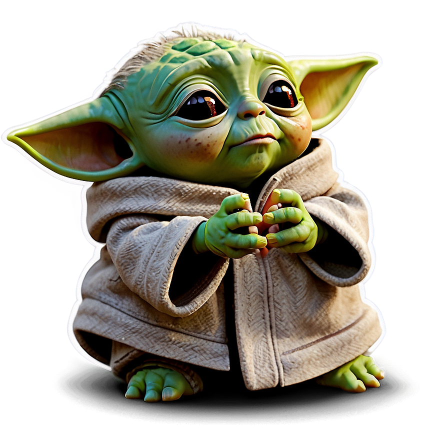 Baby Yoda Cute Pose Cartoon Png Uio