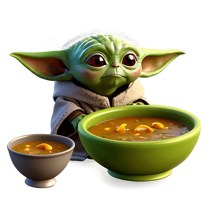 Baby Yoda Drinking Soup Cartoon Png 93