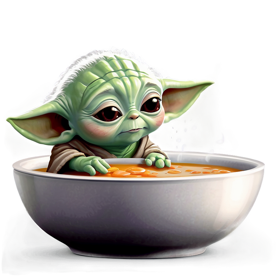 Baby Yoda Drinking Soup Cartoon Png 98