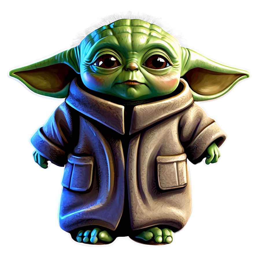 Baby Yoda Happy Expression Cartoon Png 06252024