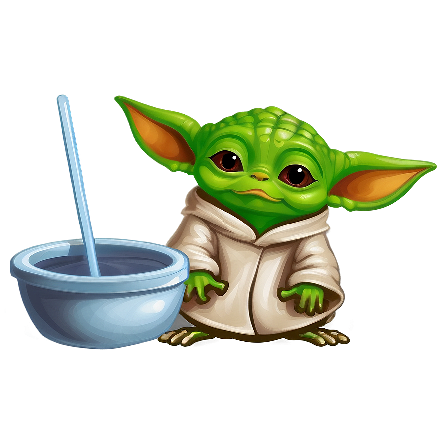 Baby Yoda With Frog Cartoon Png Qqr