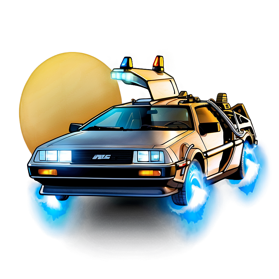 Back To The Future Delorean At Night Png 06112024