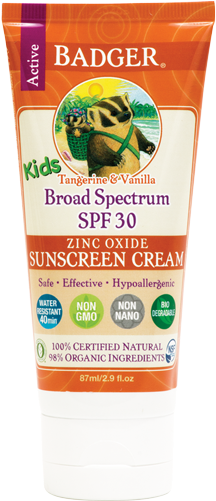 Badger Kids S P F30 Sunscreen Cream Tangerine Vanilla