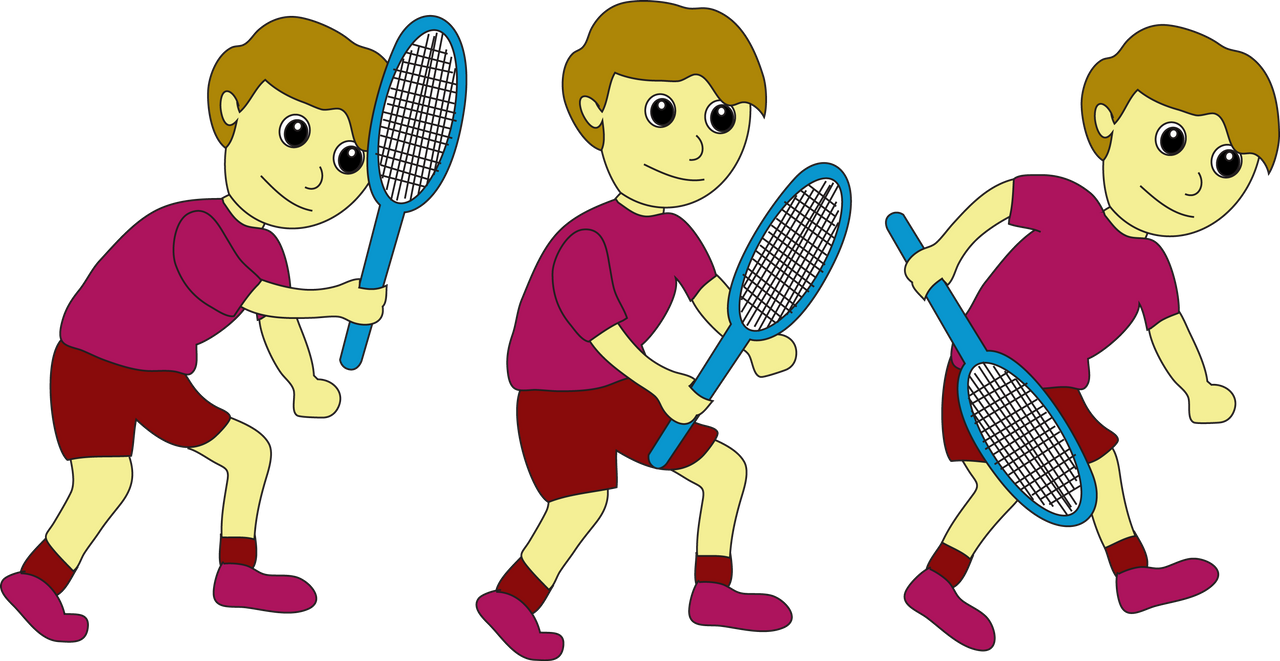 Badminton Player Stances Cartoon