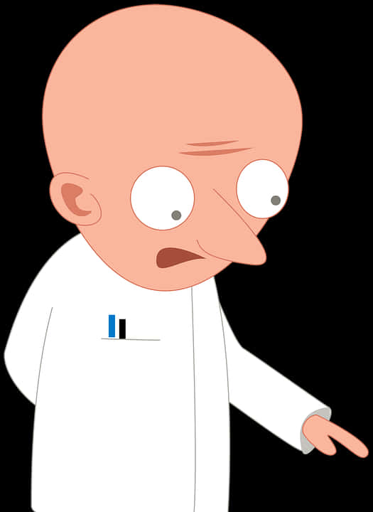 Bald Cartoon Character Pointing