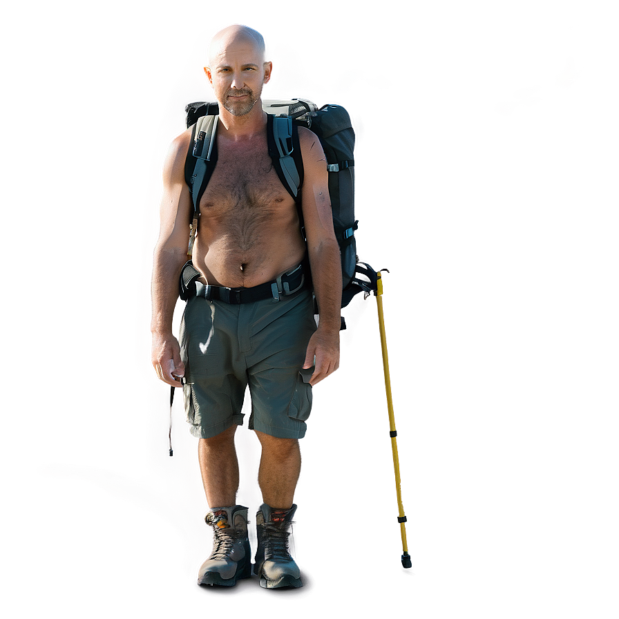 Bald Hiker Exploring Png Rqm11