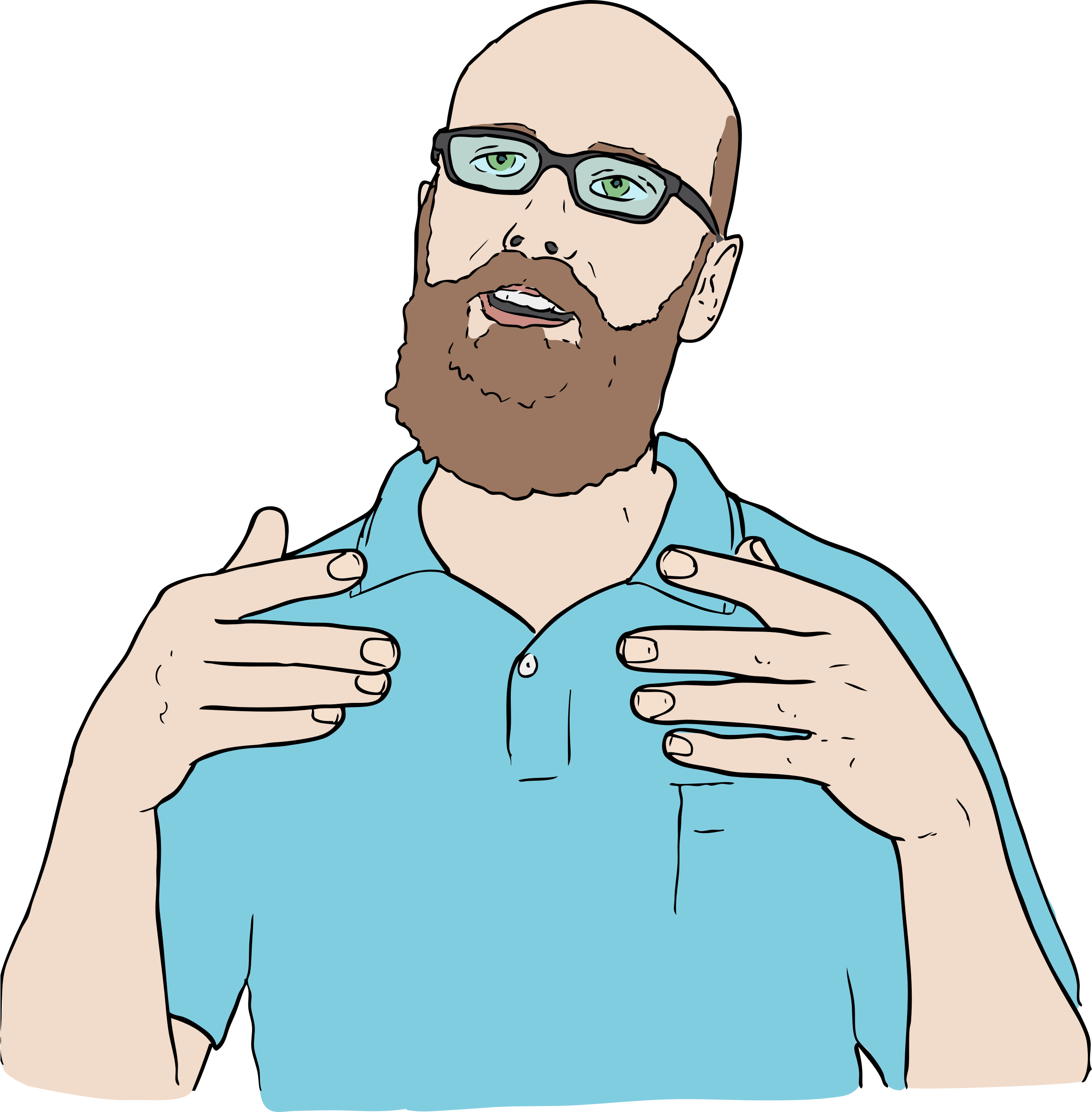 Bald Man Gesturingwith Hands Illustration