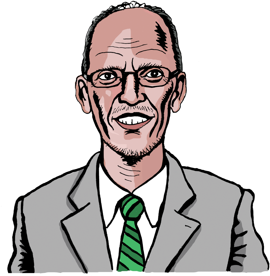 Bald Man Green Tie Illustration.png