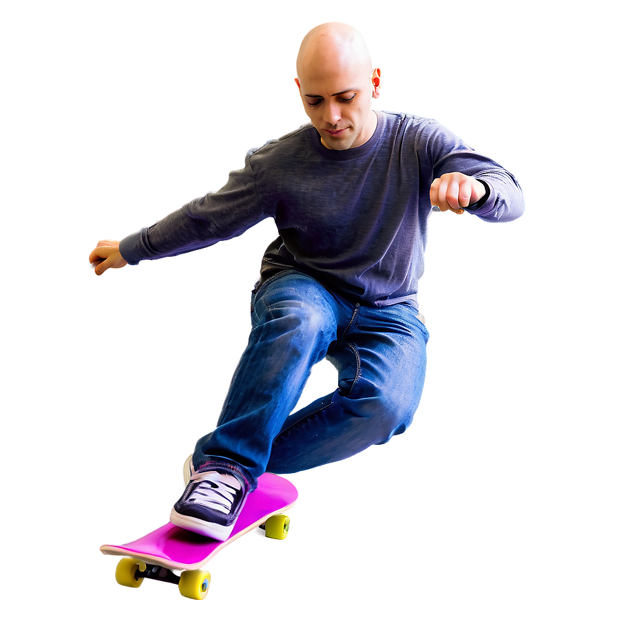 Bald Skater Doing Tricks Png 9