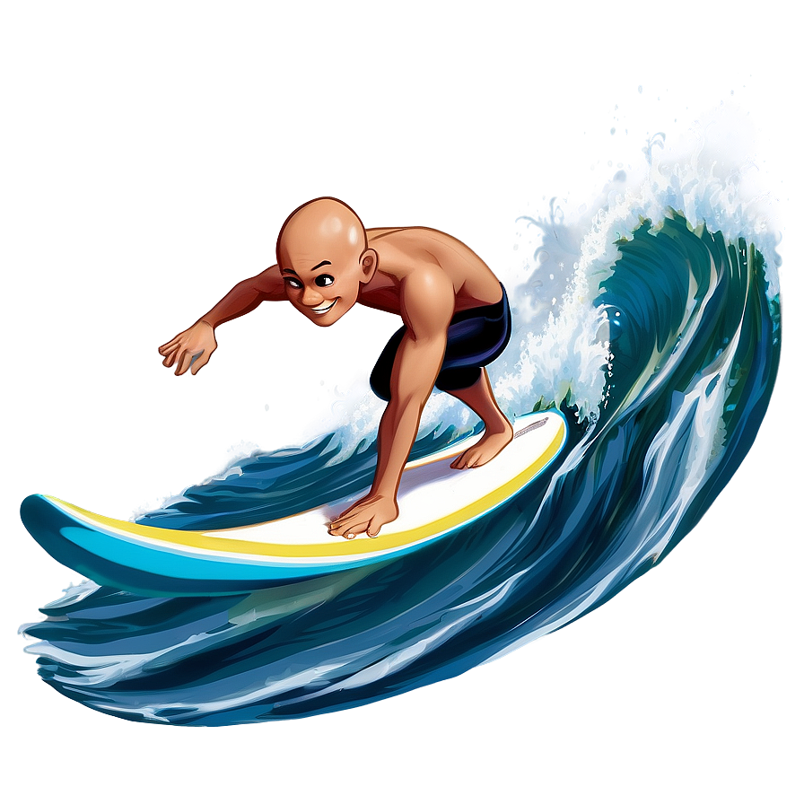 Bald Surfer Riding Wave Png 06202024