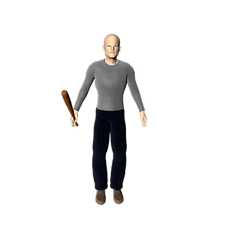 Bald3 D Character Holding Bat