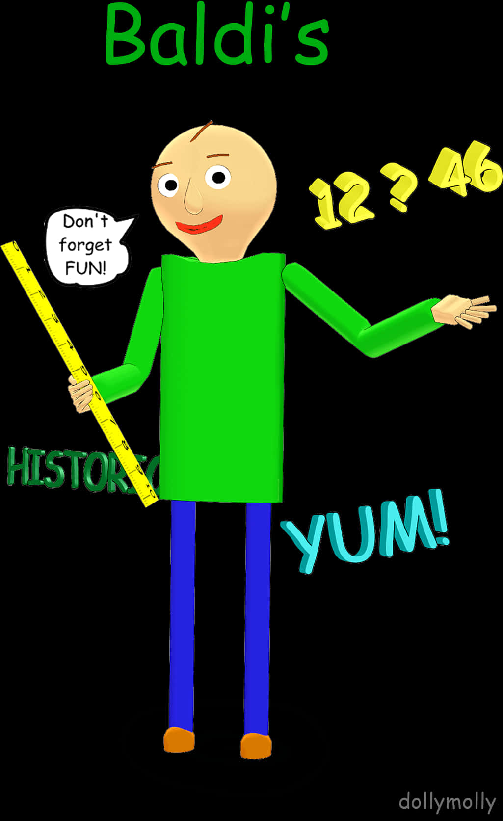 Baldi Cartoon Character Holding Ruler