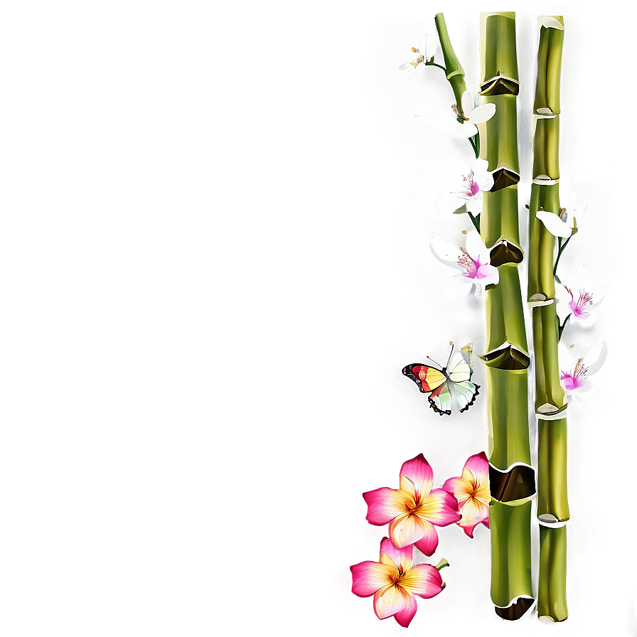 Bamboo And Flower Border Png Btg25