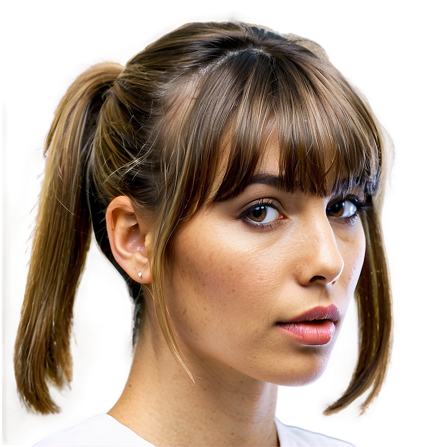 Bangs And Ponytail Look Png 55