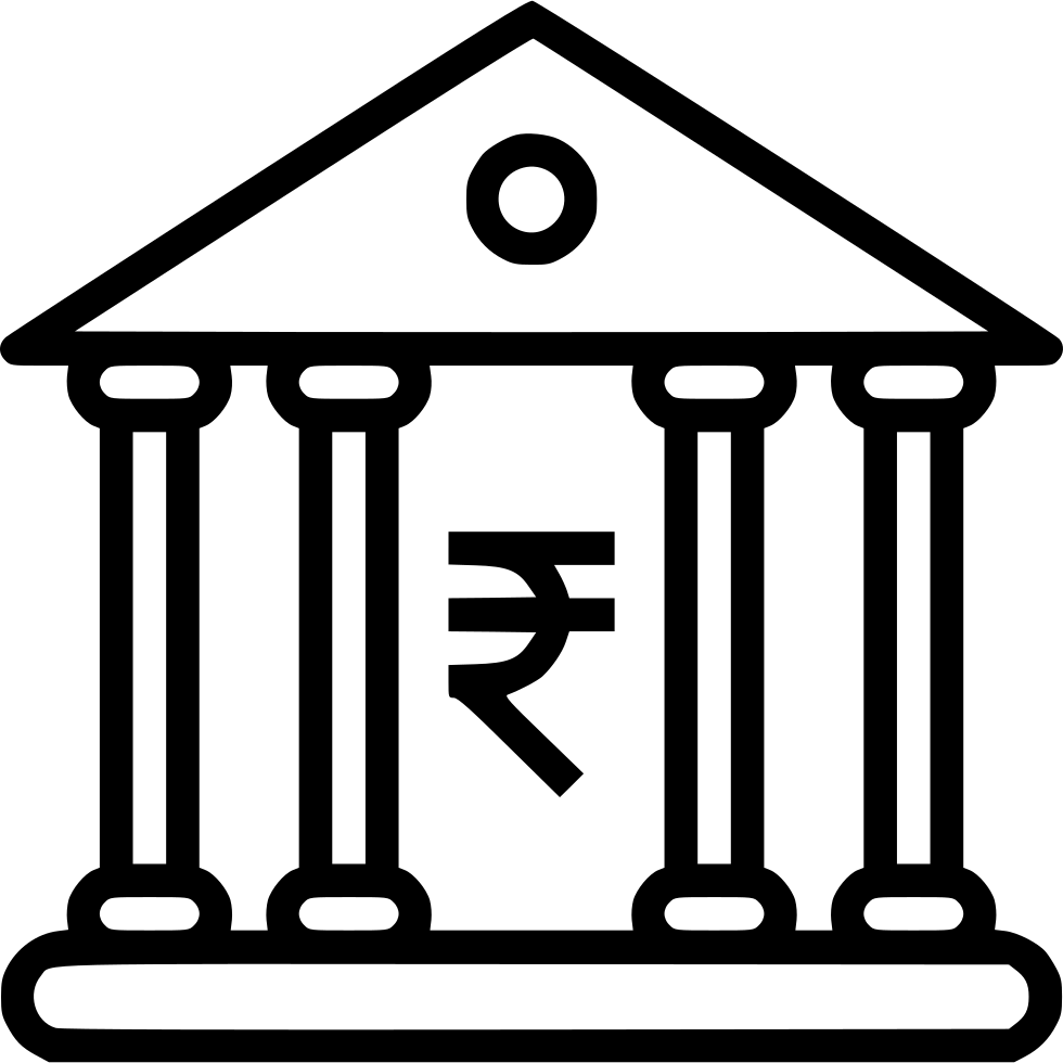 Bank Icon With Indian Rupee Symbol