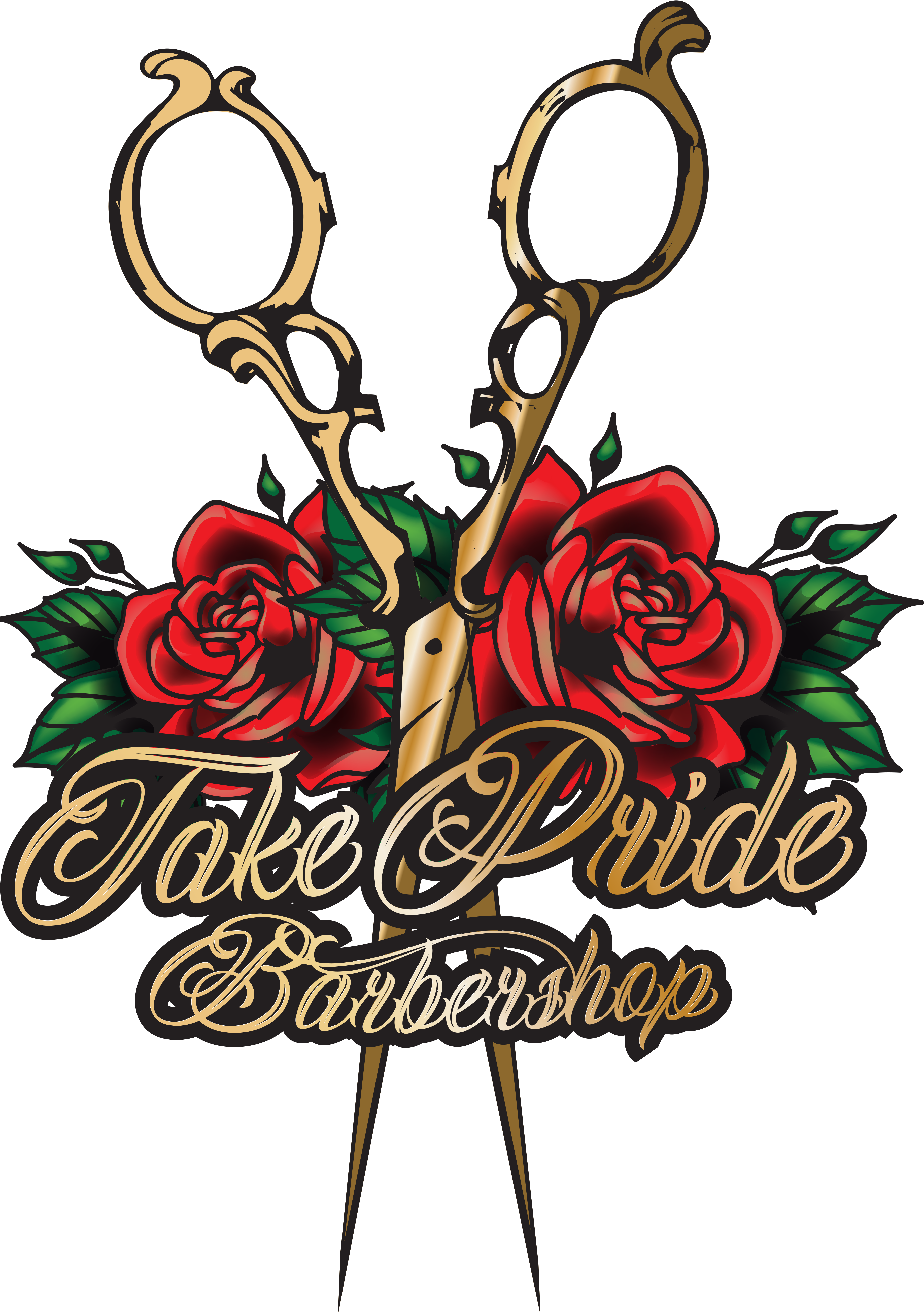 Barbershop Logowith Scissorsand Roses