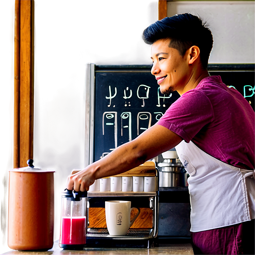 Barista In Coffee Shop Png Guj