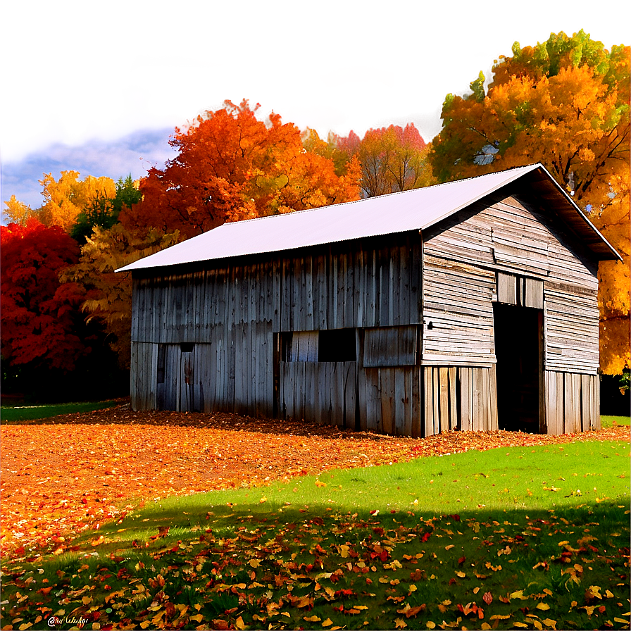 Barn Amongst Autumn Leaves Png 59