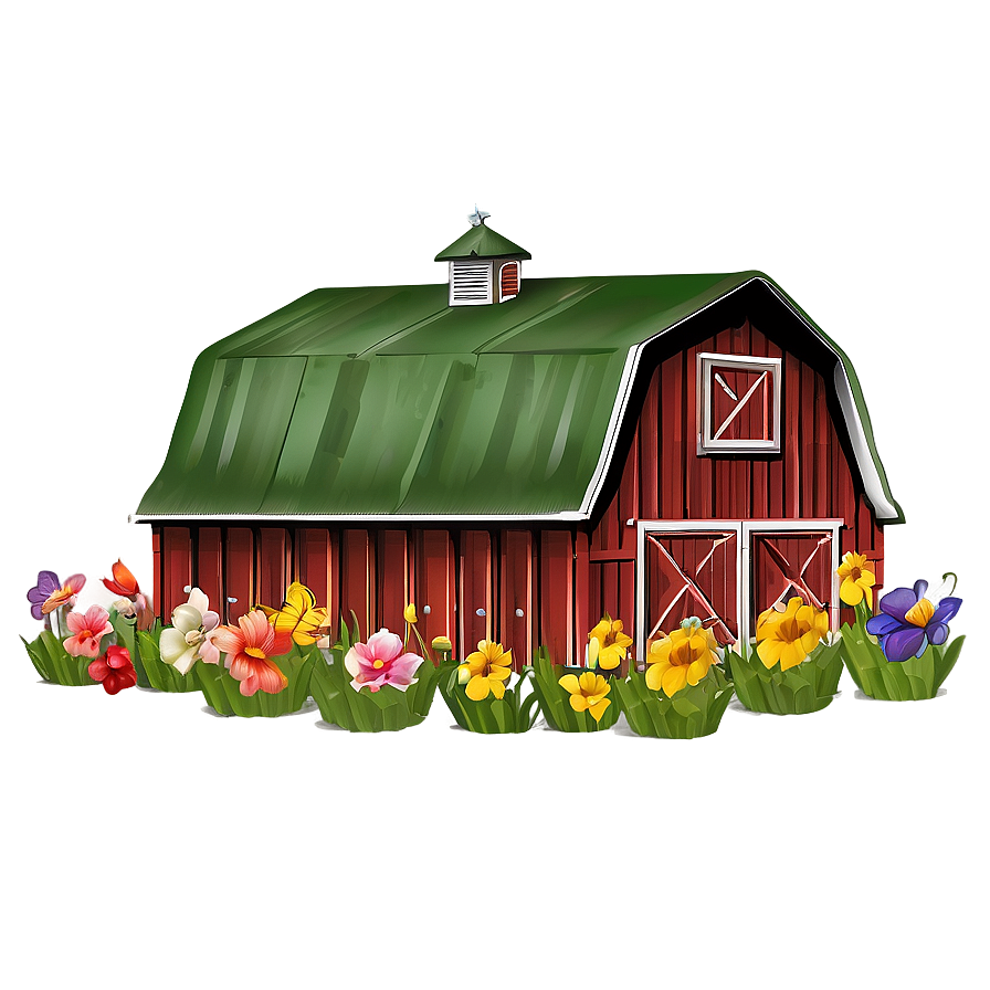 Barn In A Field Of Flowers Png 06122024