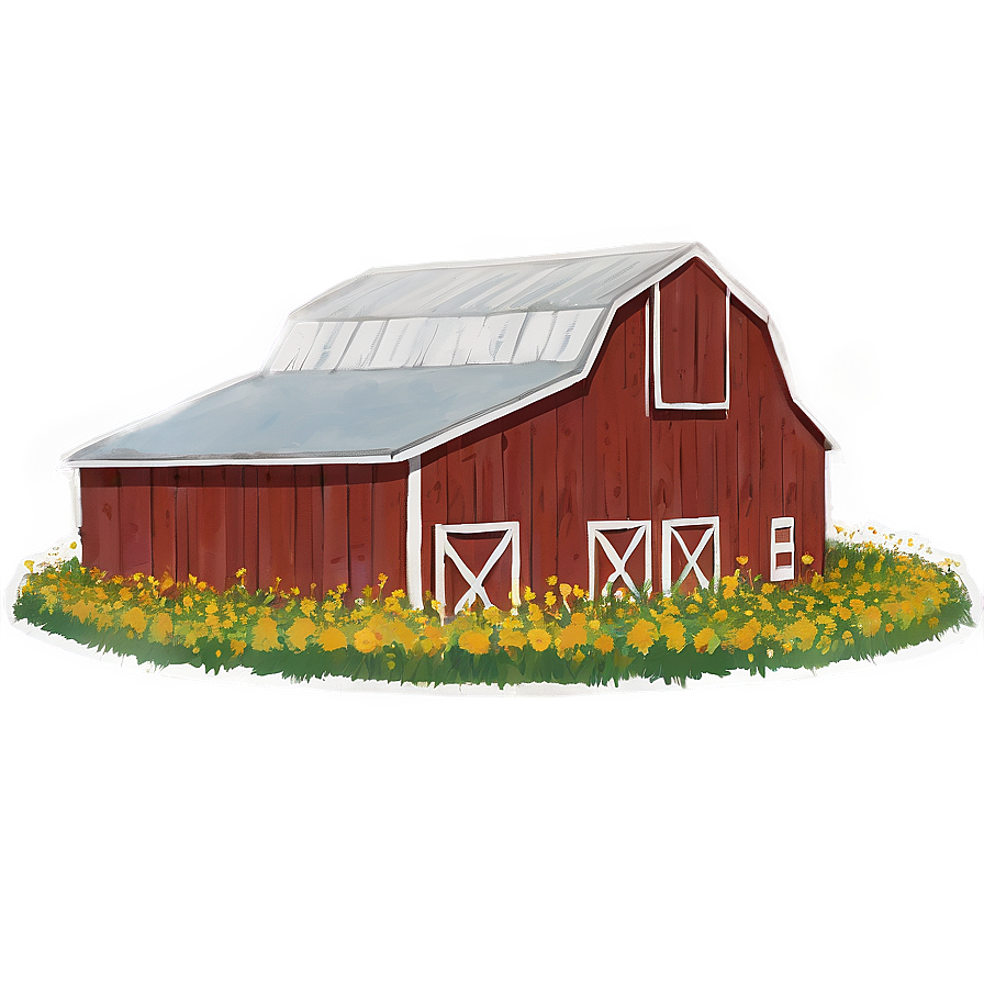 Barn In A Field Of Flowers Png Lpt