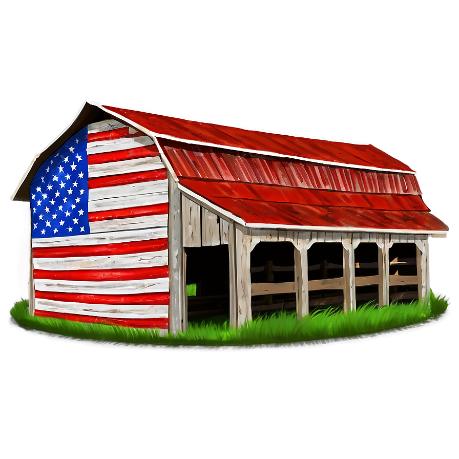 Barn With American Flag Png 06122024