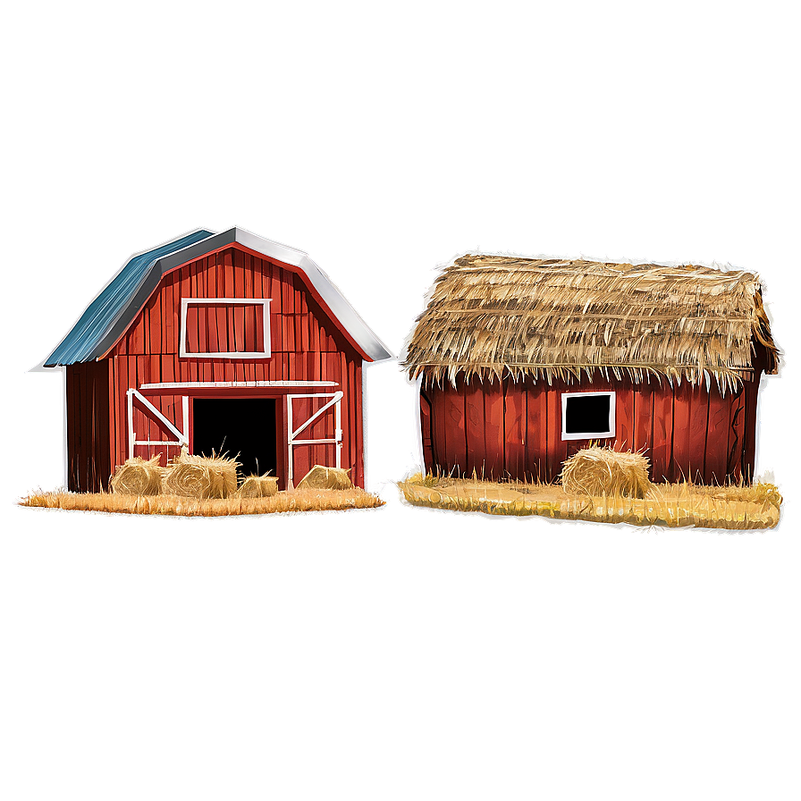 Barn With Haystacks Png 35